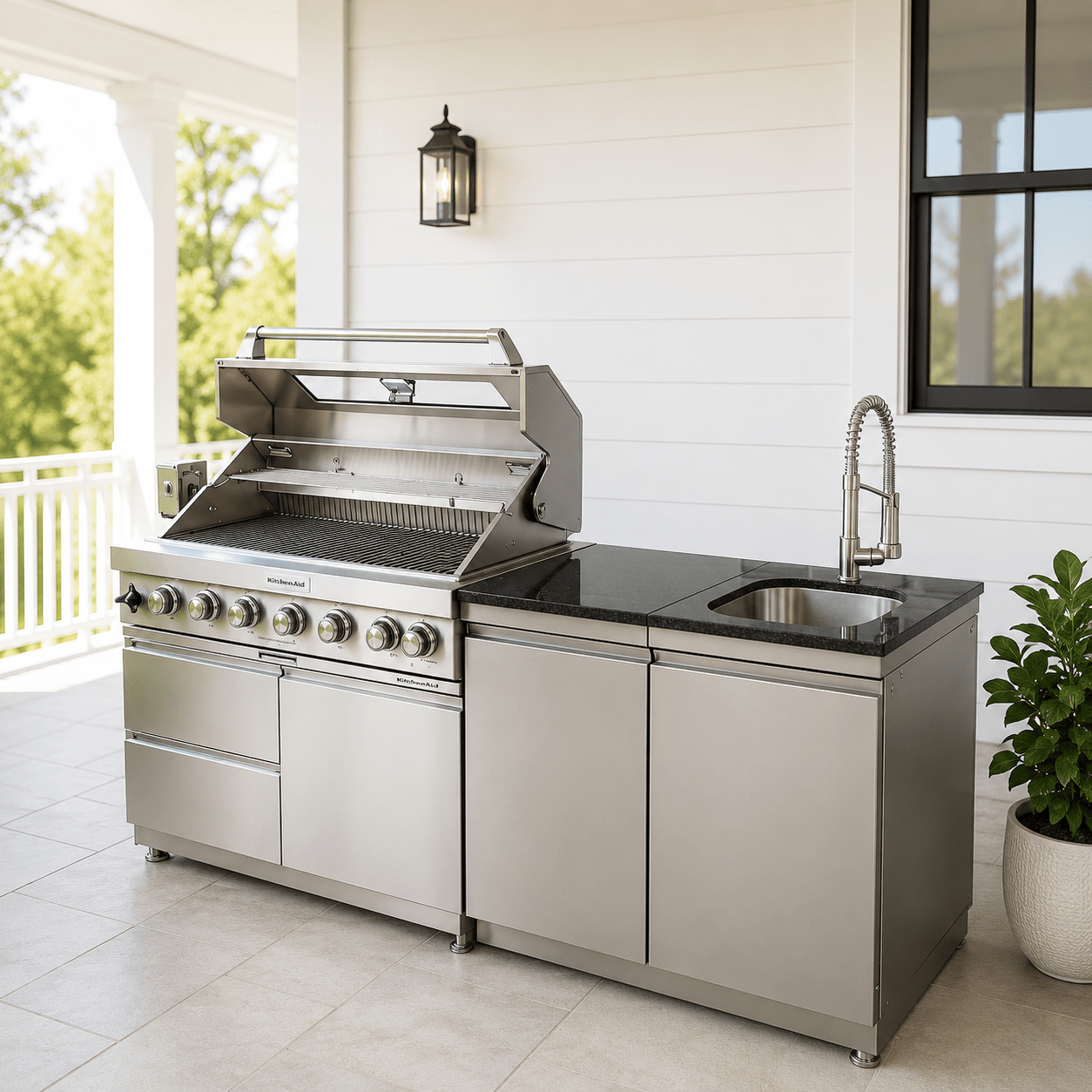 76 IN. Sunzout Stainless Steel Modular Outdoor Kitchen with 43 inch grill and 33 inch sink - Sunzout Outdoor Spaces LLC