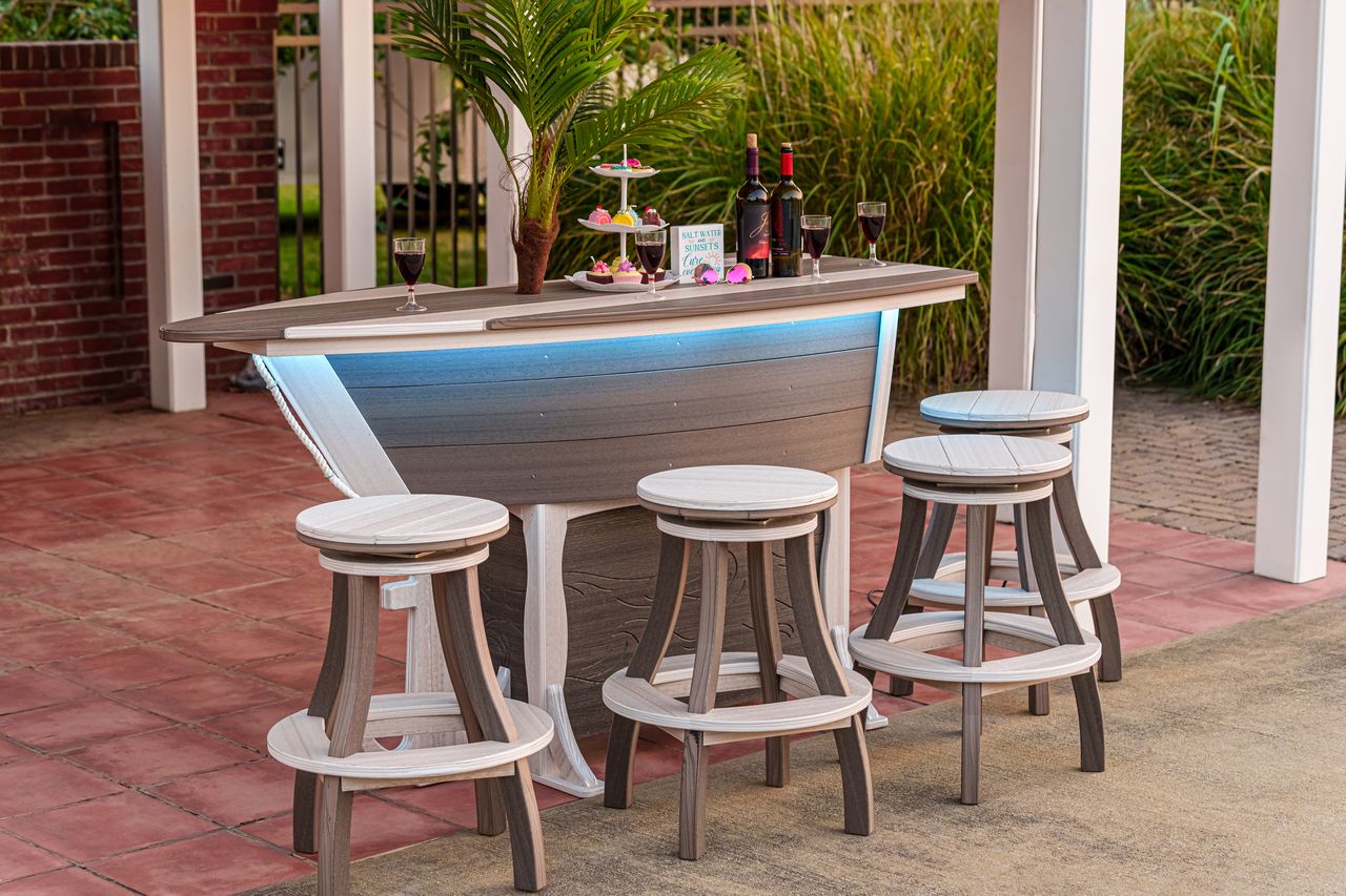76x32 Anchor Ave Bar Table with 4 swivel stools FREE SHIPPING - Sunzout Outdoor Spaces LLC