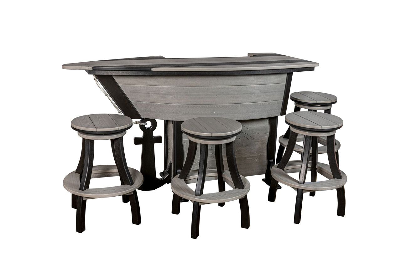 76x32 Anchor Ave Bar Table with 4 swivel stools FREE SHIPPING - Sunzout Outdoor Spaces LLC