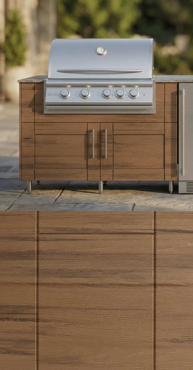 82 in WeatherStrong Outdoor Kitchen Island Ready For Refrigerator and Grill - Sunzout Outdoor Spaces LLC