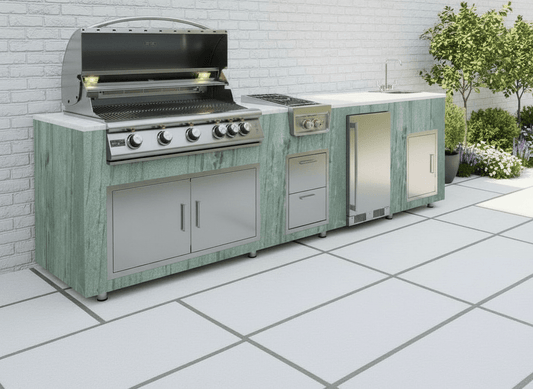 8ft Jade Real Stone Outdoor Kitchen Island by Brendan William Designs - Sunzout Outdoor Spaces LLC