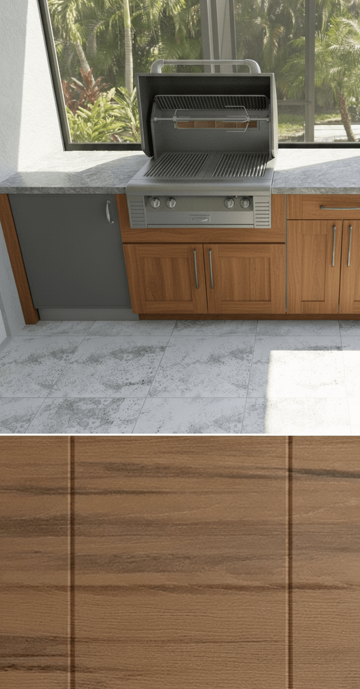 9 ft Weatherstrong Outdoor Kitchen Island ready for Grill, refrigerator and sink - Sunzout Outdoor Spaces LLC