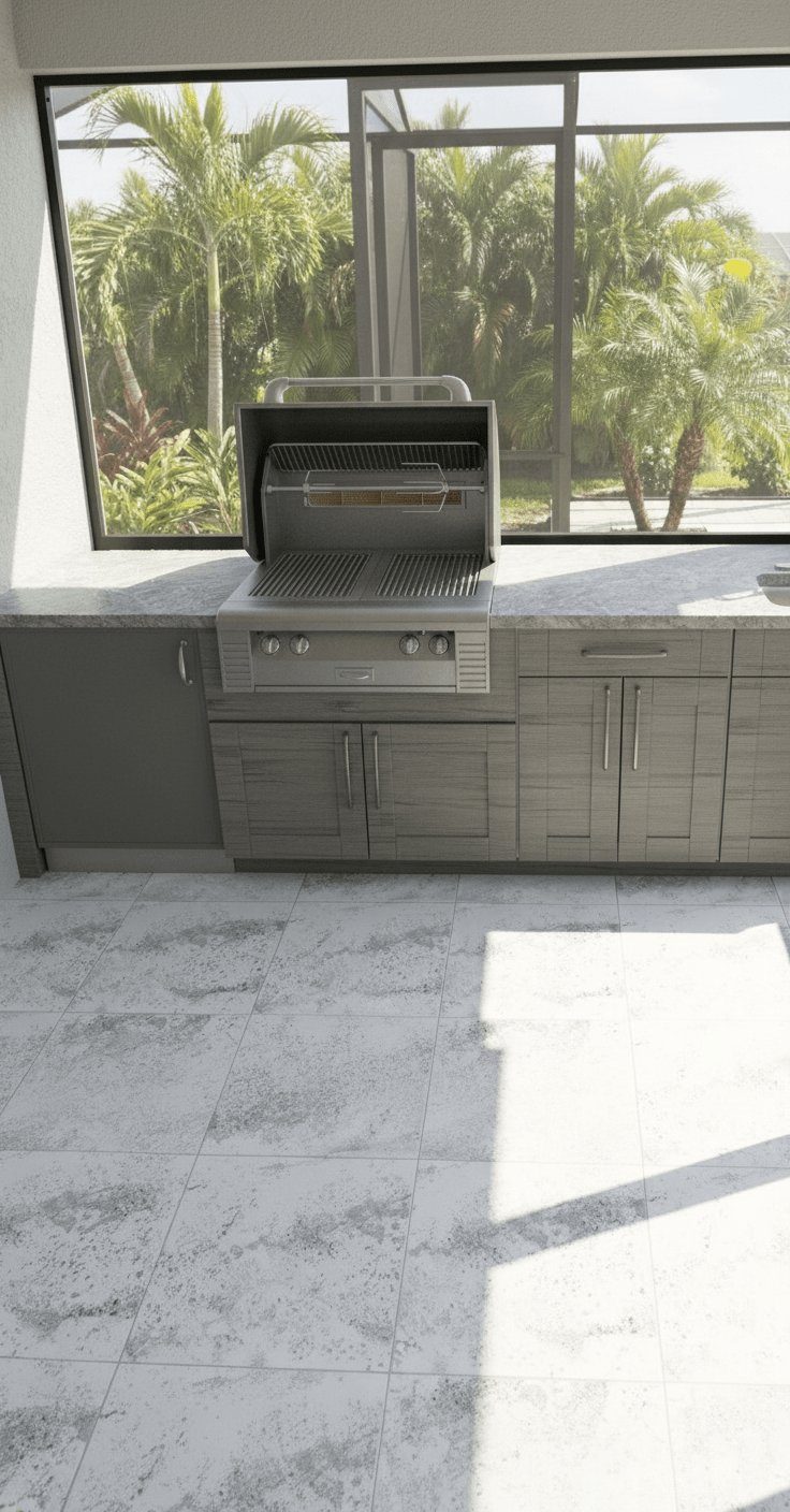 9 ft Weatherstrong Outdoor Kitchen Island ready for Grill, refrigerator and sink - Sunzout Outdoor Spaces LLC