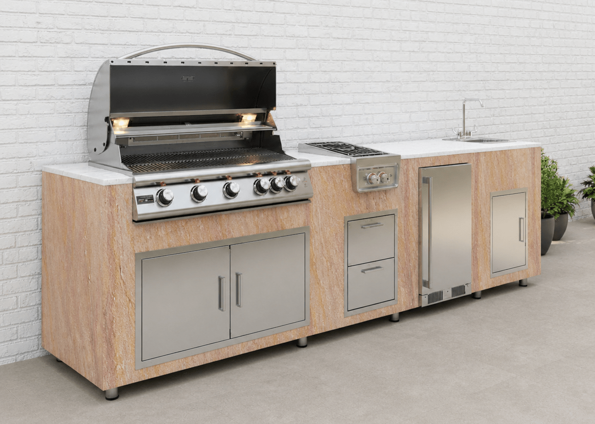 90 Degree Outdoor Corner Cabinet in Rainbow Slate by Brendan William Designs - Sunzout Outdoor Spaces LLC