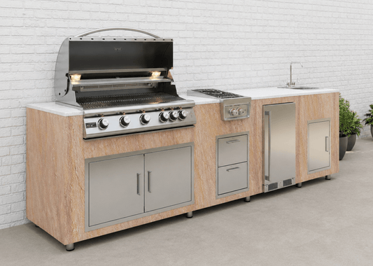 90 Degree Outdoor Corner Cabinet in Rainbow Slate by Brendan William Designs - Sunzout Outdoor Spaces LLC