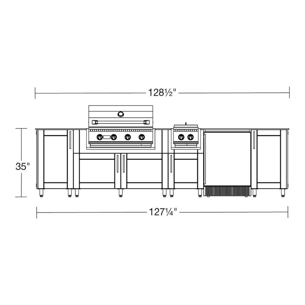 TrueFlame Grill, Side Burner & Refrigerator INCLUDED WITH 10 1/2 Ft WeatherStrong Outdoor Kitchen Island