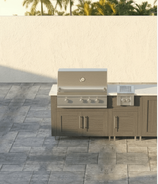 9ft.1in. WeatherStrong Outdoor Kitchen Island Ready For Griill, Side Burner and Sink - Sunzout Outdoor Spaces LLC