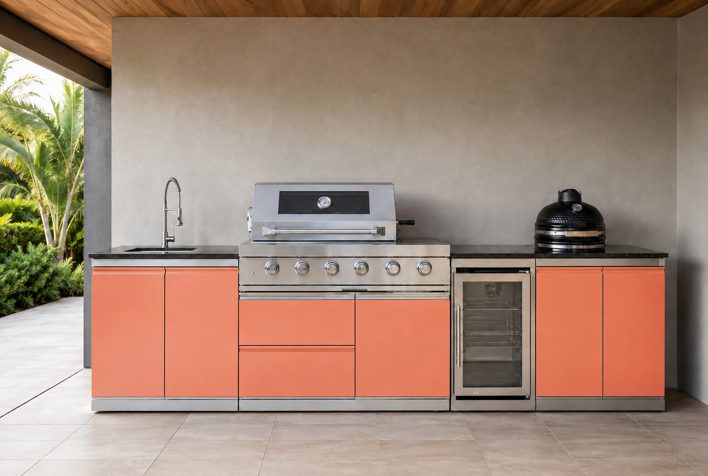 118" 304 Designer Series Stainless Steel Outdoor Kitchen with Smoker Cabinet