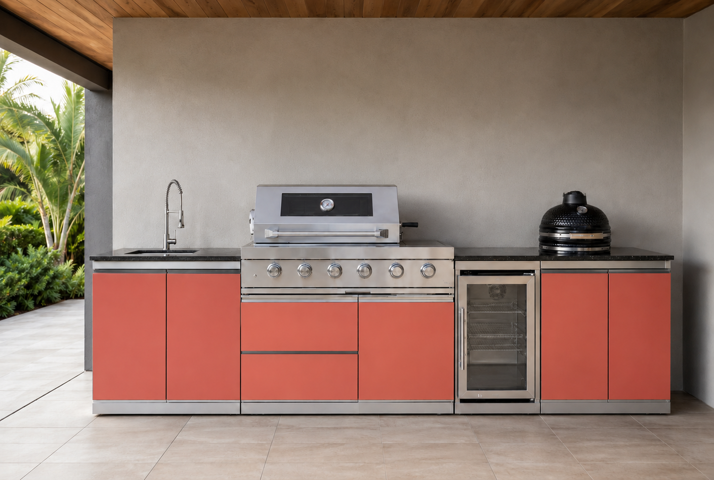 118" 304 Designer Series Stainless Steel Outdoor Kitchen with Smoker Cabinet
