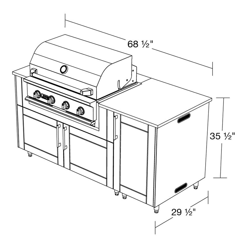 WeatherStrong 68" Horizon Complete HDPE Outdoor Kitchen Island