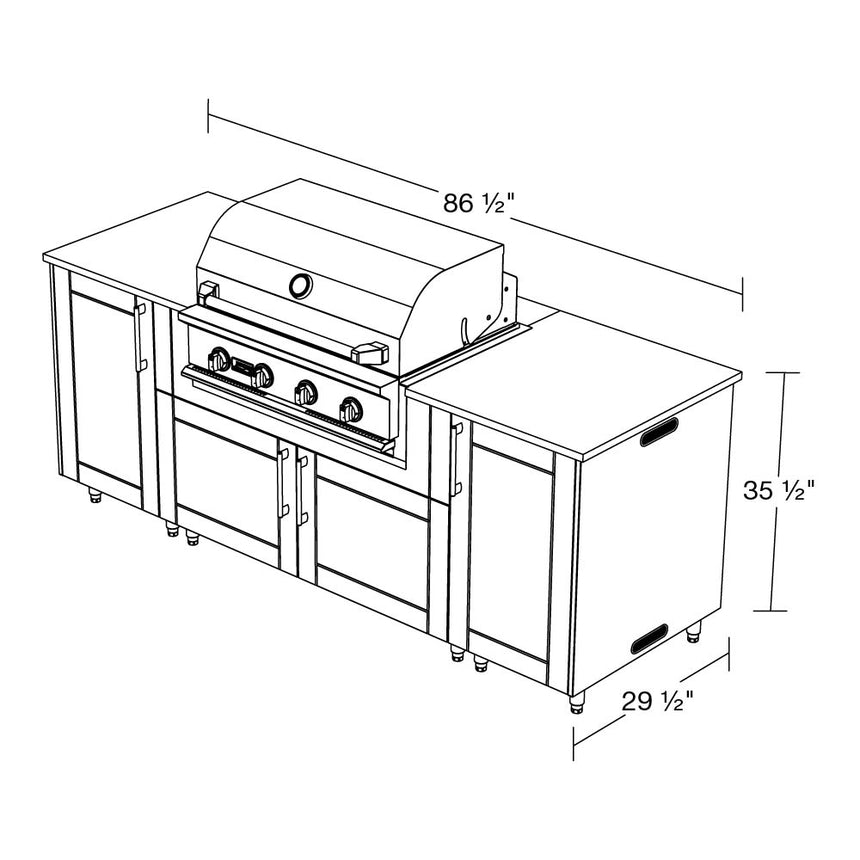 WeatherStrong 86" Sandbar HDPE Outdoor Kitchen Island