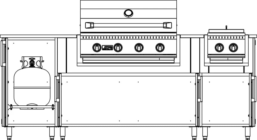 WeatherStrong 86" Sandbar HDPE Outdoor Kitchen Island with Grill & Side Burner