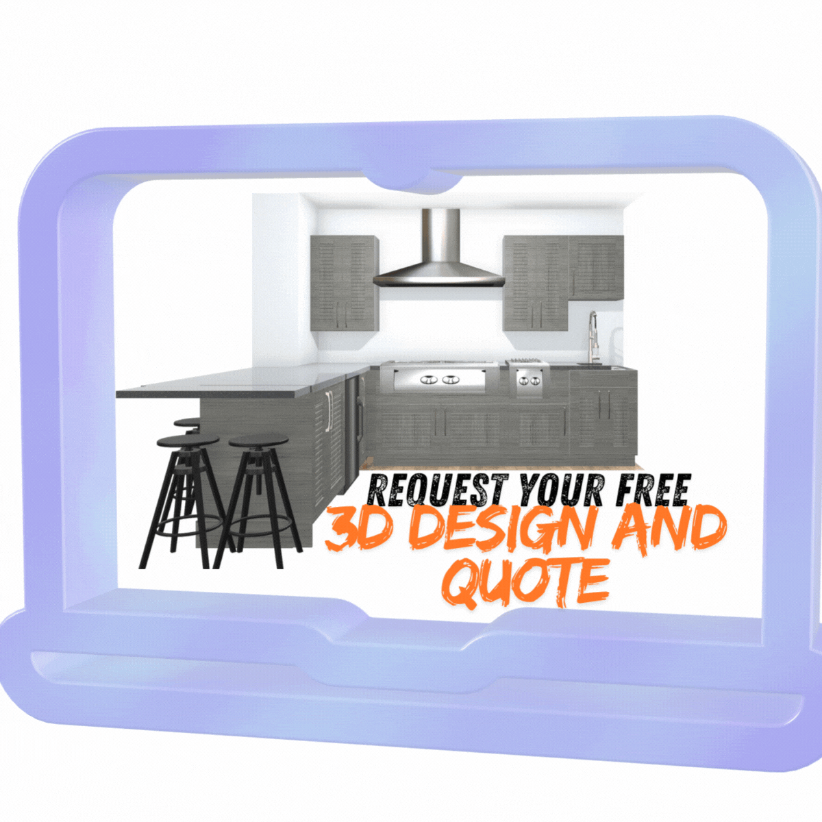 15ft.2in. WeatherStrong Outdoor Kitchen Island Ready for Grill, Pizza Oven, Refrigerator, Farm House Sink, Trash and Drawer Cabinet