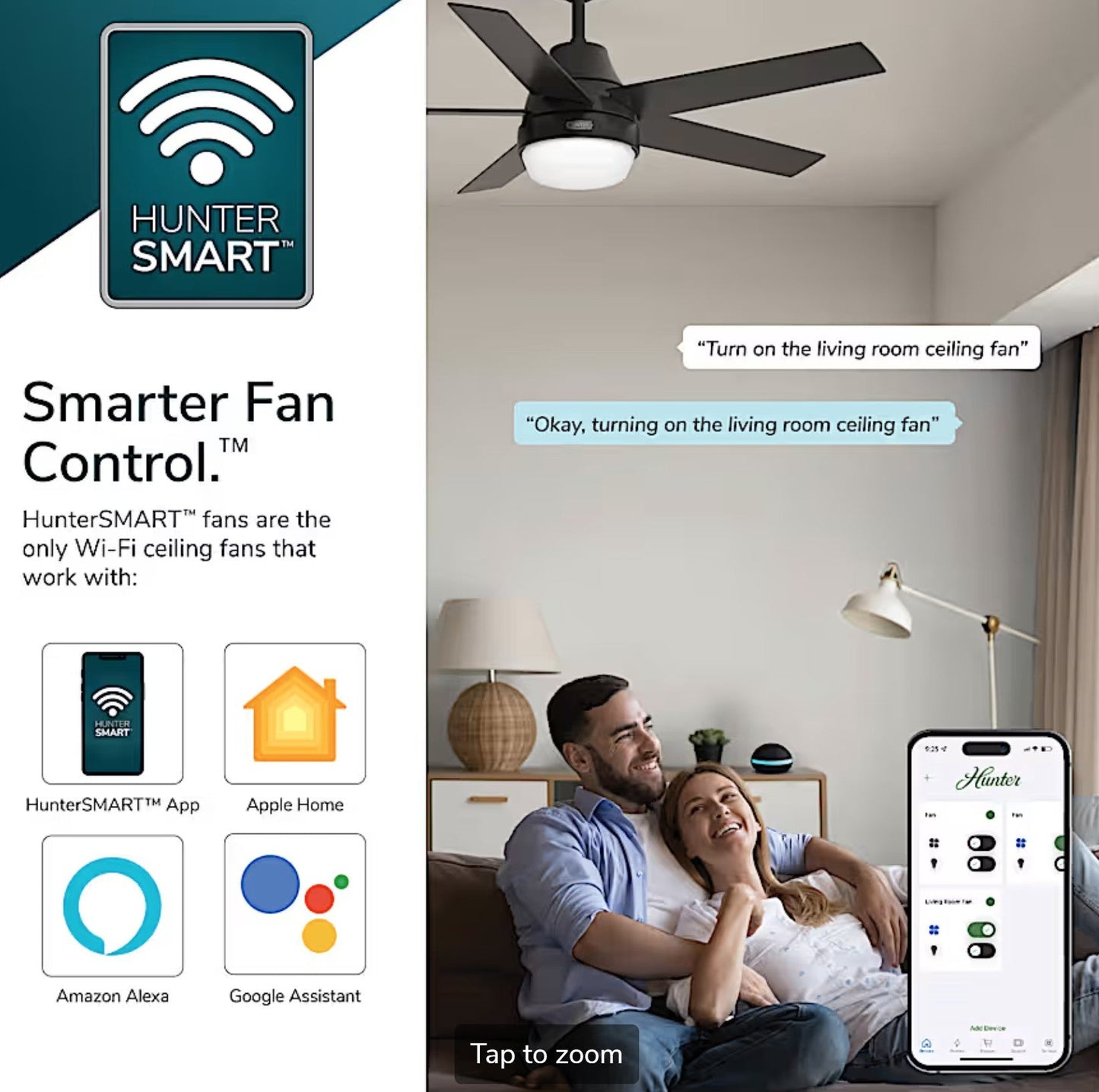 Aeronaut Outdoor Smart Fan with LED Light 52 inch with Remote - Sunzout Outdoor Spaces LLC