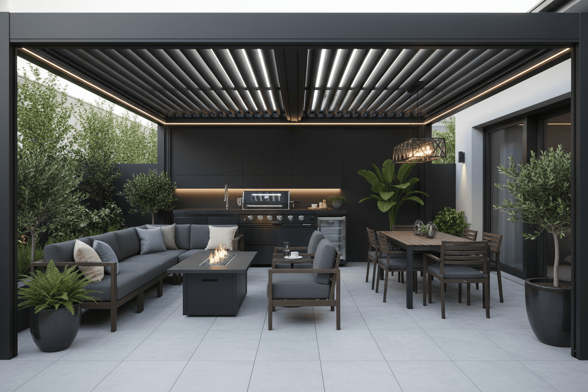 Sunzout motorized louvered pergola