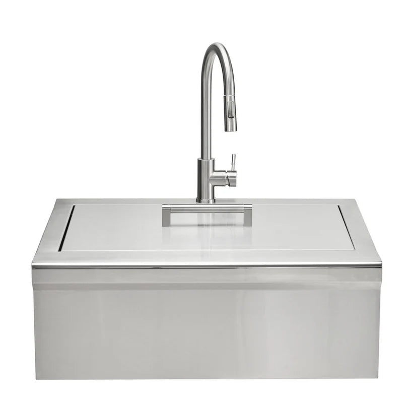 Coyote 30″ Stainless Steel Outdoor Farmhouse Sink with Faucet - Sunzout Outdoor Spaces LLC
