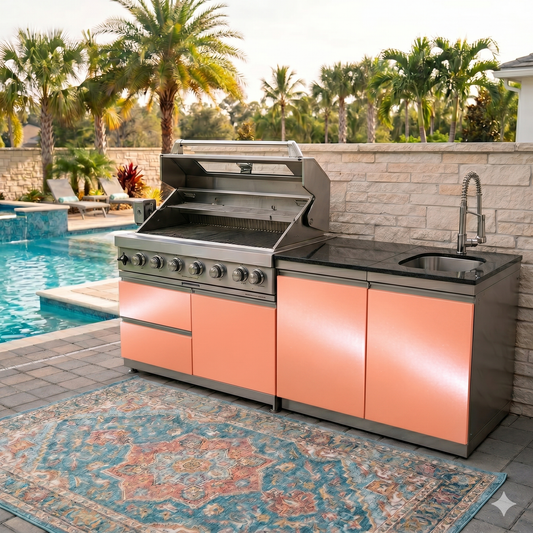 Designer Series Coastal Vibes 76" Stainless Steel Modular Outdoor Kitchen with 43" Grill & 33" Sink