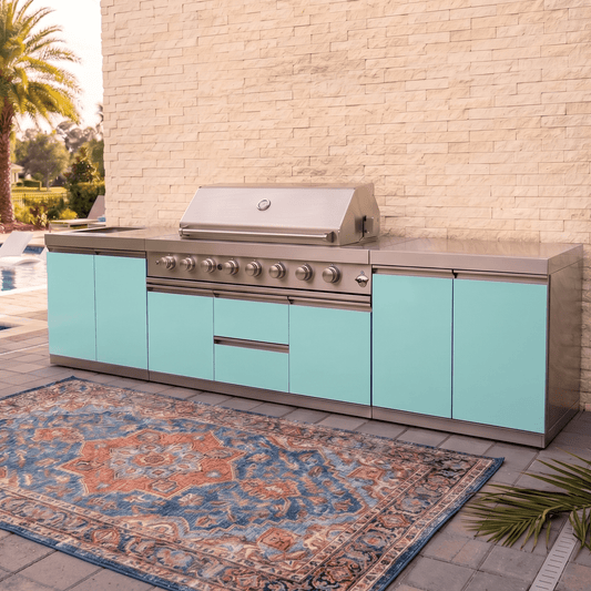 Designer Series Modular Outdoor Kitchen with Grill, Side Burner, 2 Storage Cabinets and Countertop - Sunzout Outdoor Spaces LLC