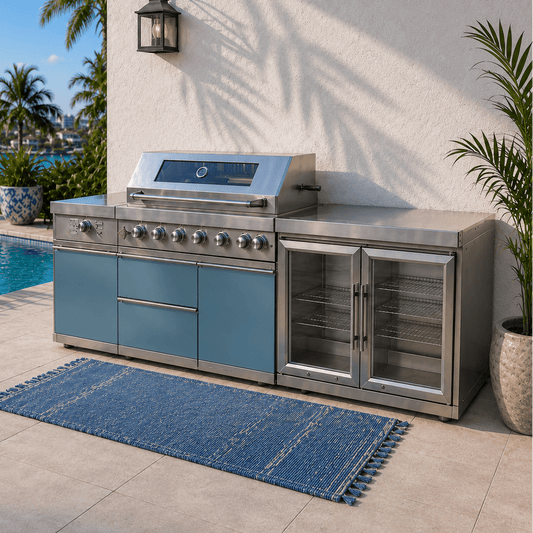 Designer Series Modular Outdoor Kitchen with Grill, Side Burner, Double Refrigerator and Countertop - Sunzout Outdoor Spaces LLC
