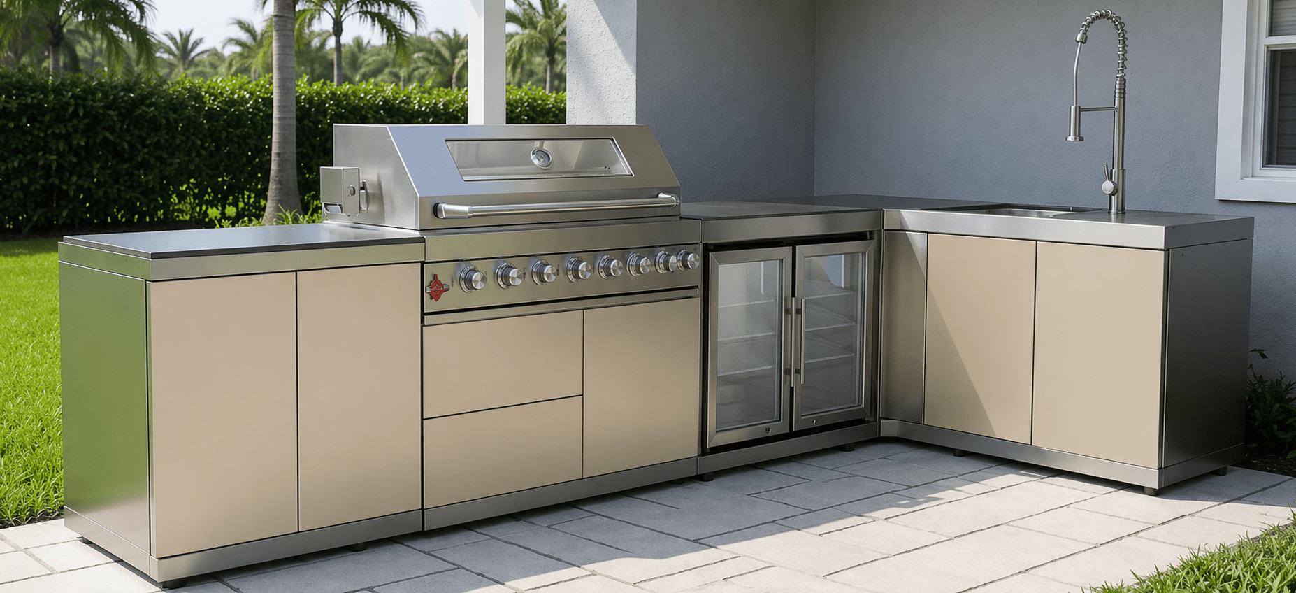 Designer Series Stainless Steel Modular Outdoor Kitchen with Grill, Si ...