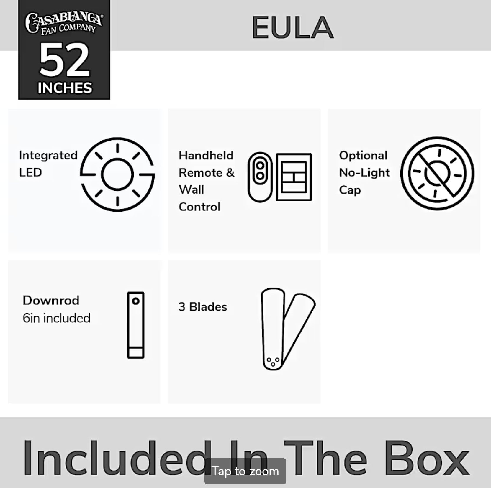 Eula Outdoor ENERGY STAR DC with LED Light 52 inch with remote and wall control - Sunzout Outdoor Spaces LLC