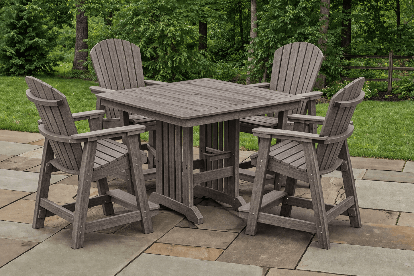 Farmhouse Counter Table & Supreme Chairs - Brown & Weatherwood FREE SHIPPING - Sunzout Outdoor Spaces LLC