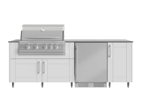 Fire Magic Grill and Refrigerator Set w/ WeatherStrong 7 1/2' Outdoor Kitchen Island - Sunzout Outdoor Spaces LLC