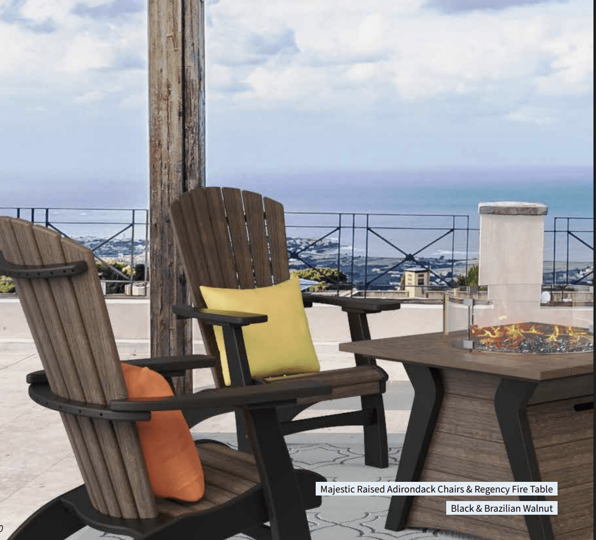 Majestic Raised Adirondack Chairs and Regency Fire Table 5 Piece Patio Set FREE SHIPPING - Sunzout Outdoor Spaces LLC