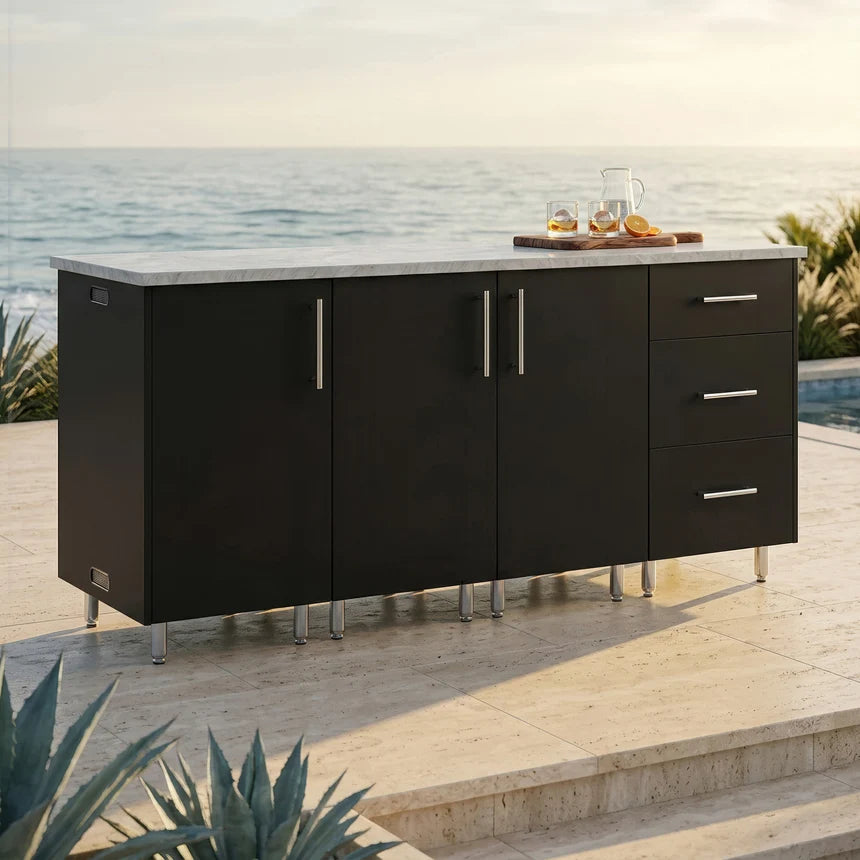 WeatherStrong 74" Lagoon HDPE Outdoor Kitchen Island