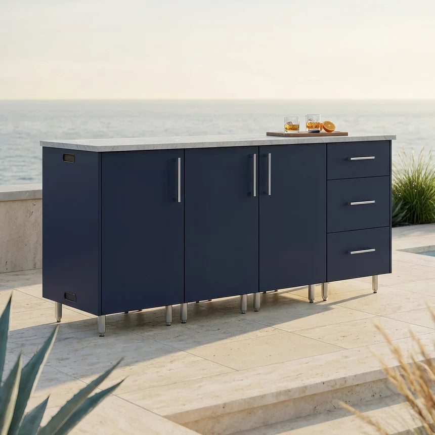 WeatherStrong 74" Lagoon HDPE Outdoor Kitchen Island