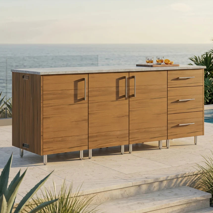 WeatherStrong 74" Lagoon HDPE Outdoor Kitchen Island