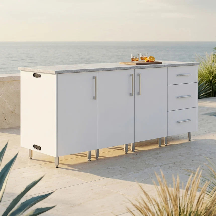 WeatherStrong 74" Lagoon HDPE Outdoor Kitchen Island
