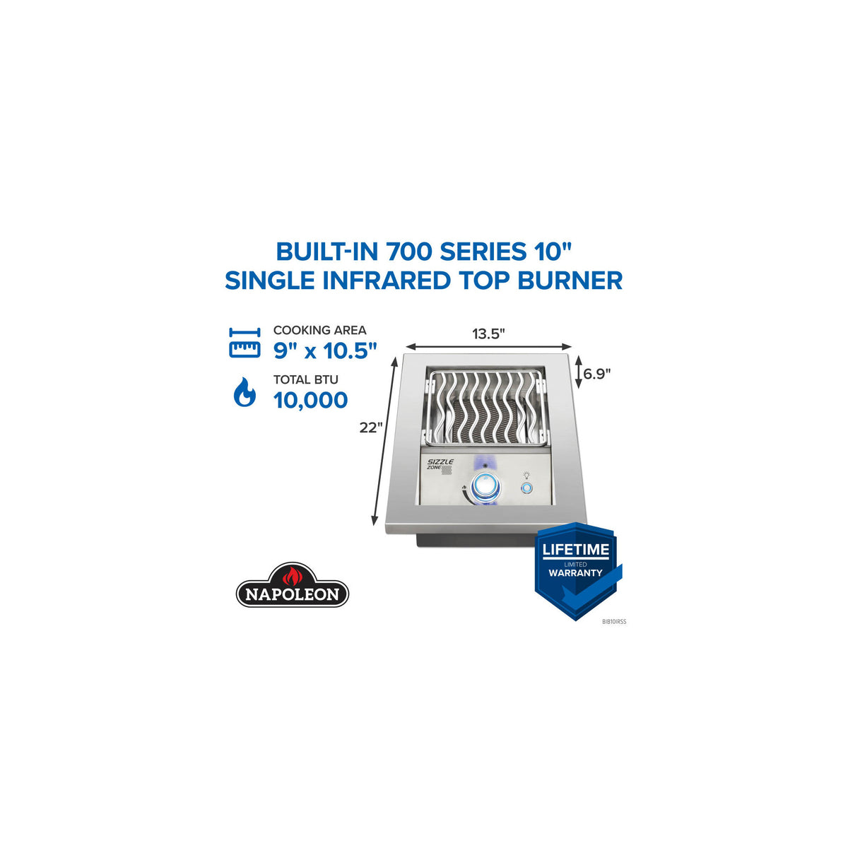 Napoleon 700 Series 10-Inch Built-In Infrared Side Burner — manufacturer detail view