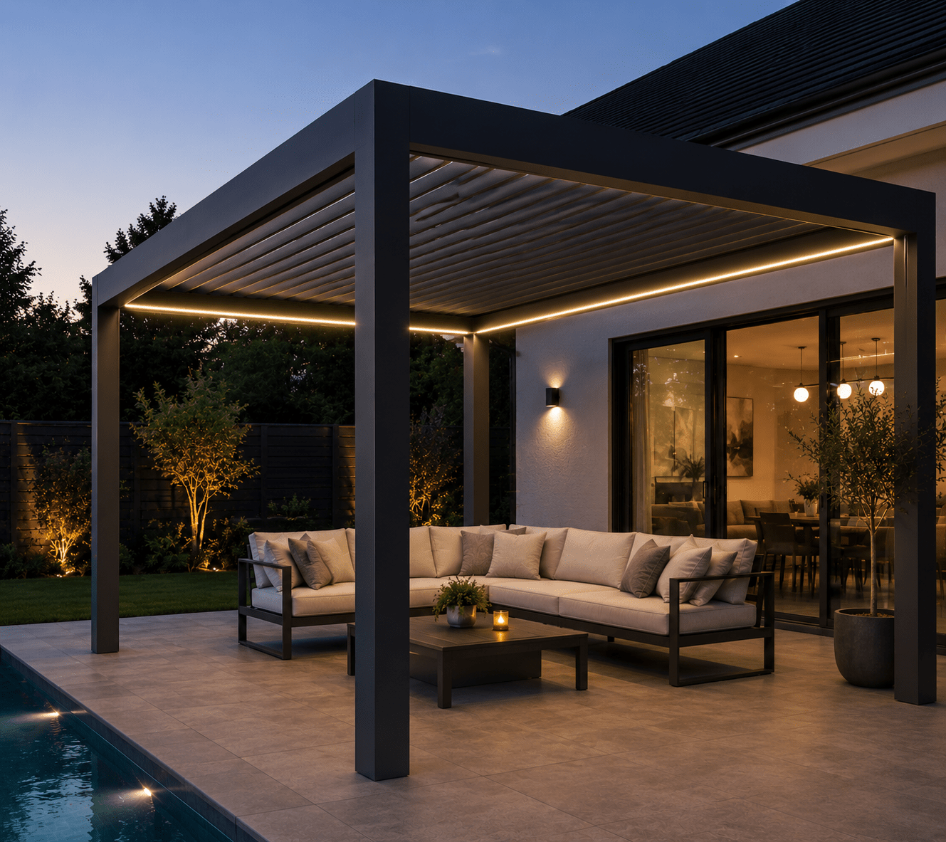 Pergola LED Strip Lighting - Sunzout Outdoor Spaces LLC