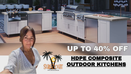 9ft.3in.x 8ft.3in. WeatherStrong L-Shaped Outdoor Kitchen Ready For Refrigerator, Grill and Side Burner