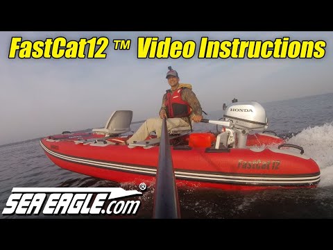 Sea Eagle FastCat12 Catamaran Inflatable Boat Watersnake Motor Canopy Package
