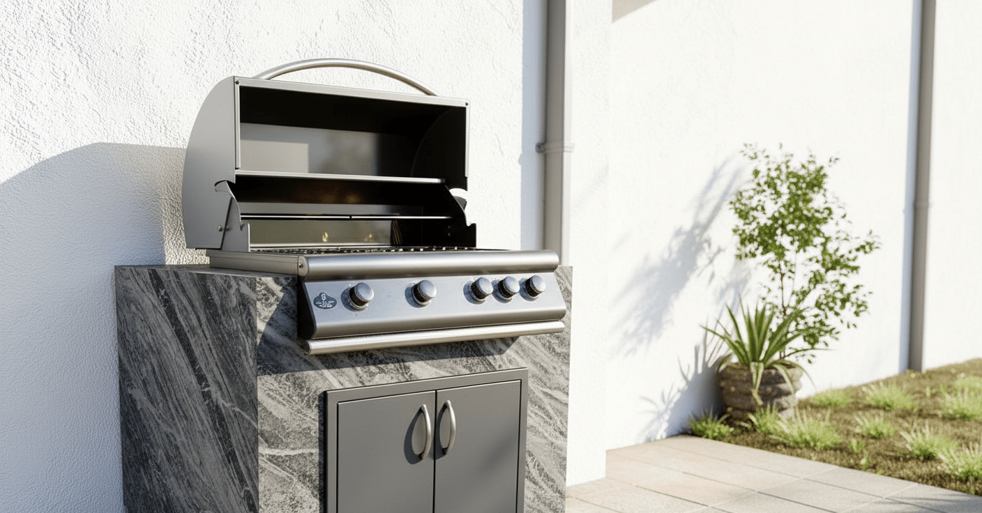 Real Stone Grill Cabinet by Brendan William Designs - Sunzout Outdoor Spaces LLC