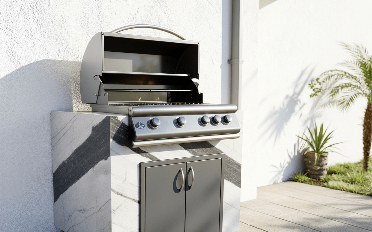 Real Stone Grill Cabinet by Brendan William Designs - Sunzout Outdoor Spaces LLC