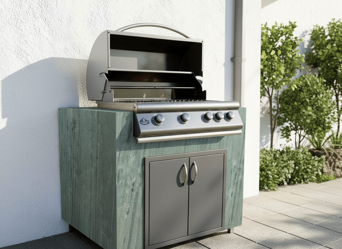 Real Stone Grill Cabinet by Brendan William Designs - Sunzout Outdoor Spaces LLC