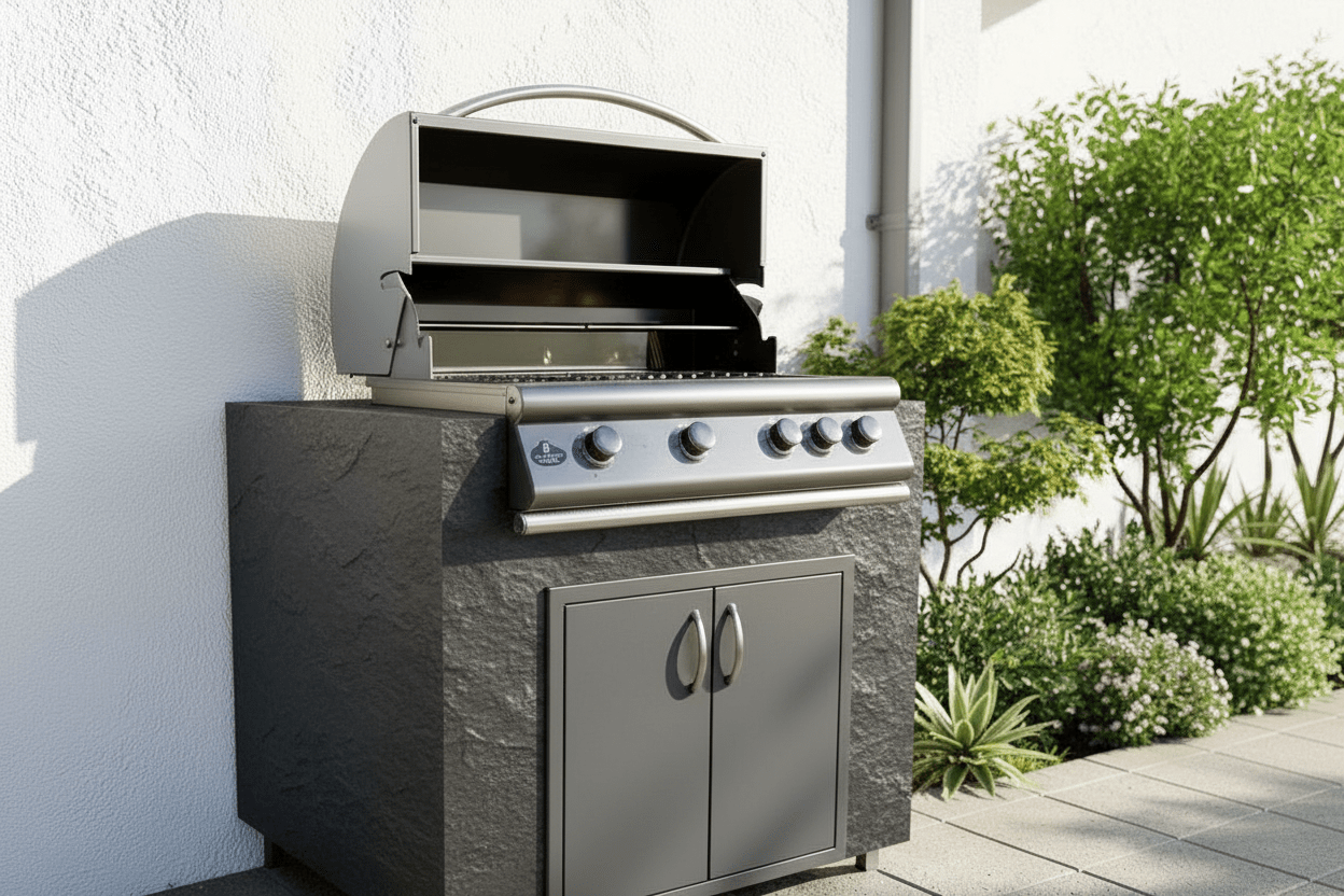 Real Stone Grill Cabinet by Brendan William Designs - Sunzout Outdoor Spaces LLC