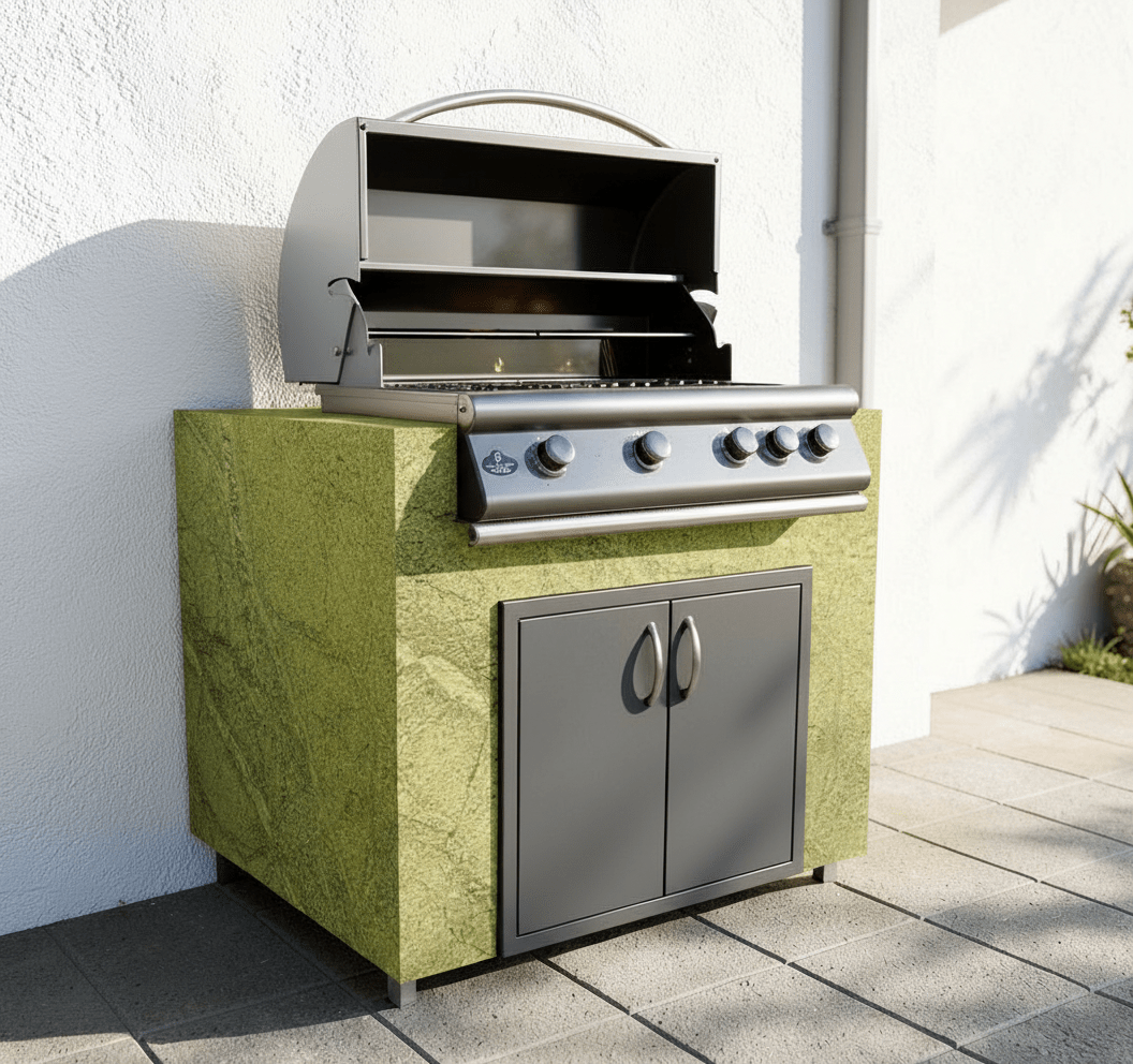 Real Stone Grill Cabinet by Brendan William Designs - Sunzout Outdoor Spaces LLC