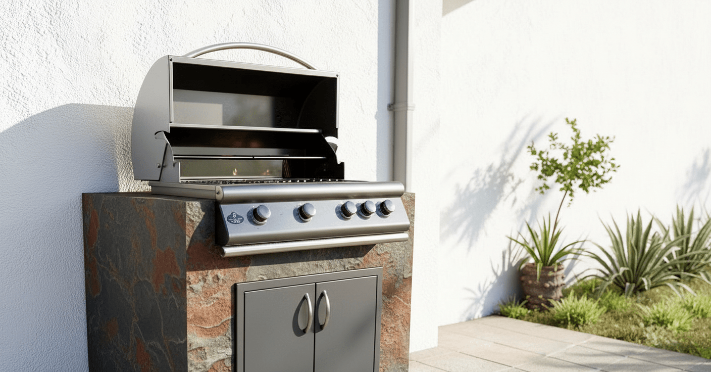 Real Stone Grill Cabinet by Brendan William Designs - Sunzout Outdoor Spaces LLC