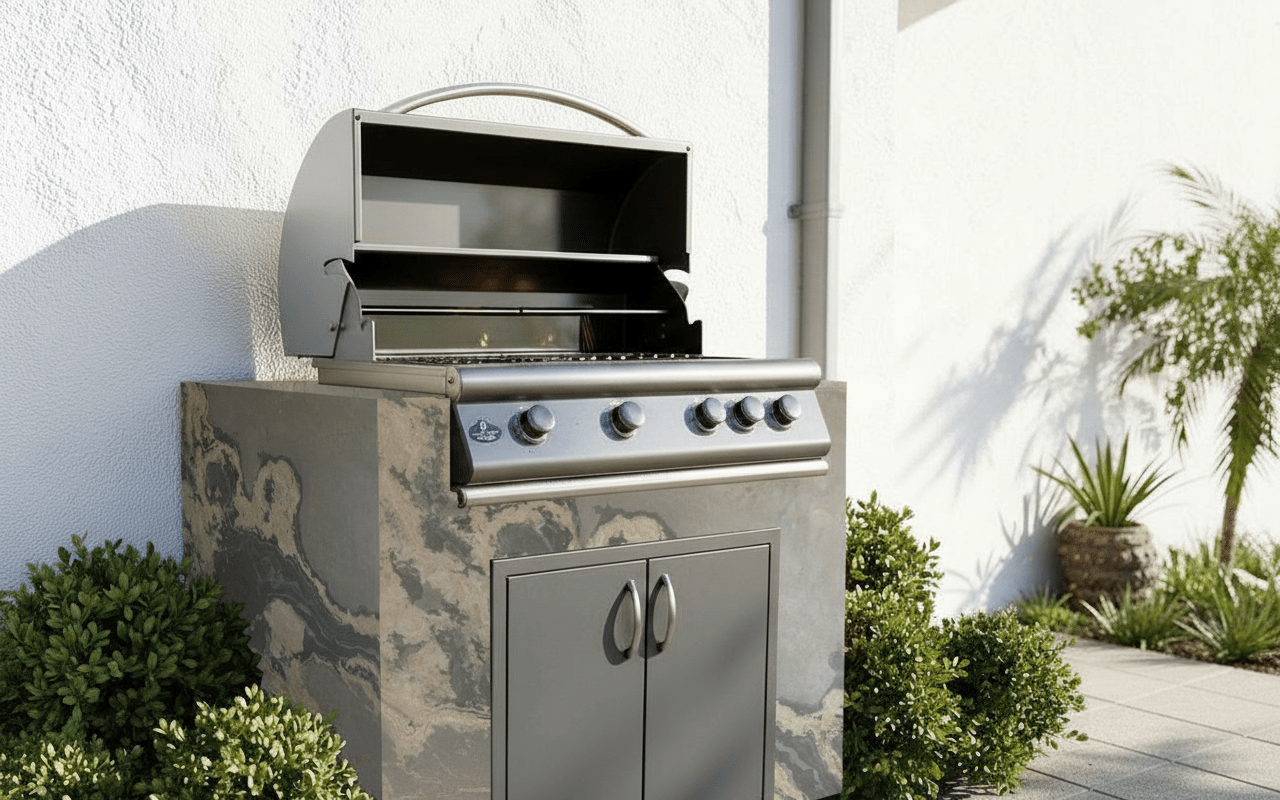 Real Stone Grill Cabinet by Brendan William Designs - Sunzout Outdoor Spaces LLC