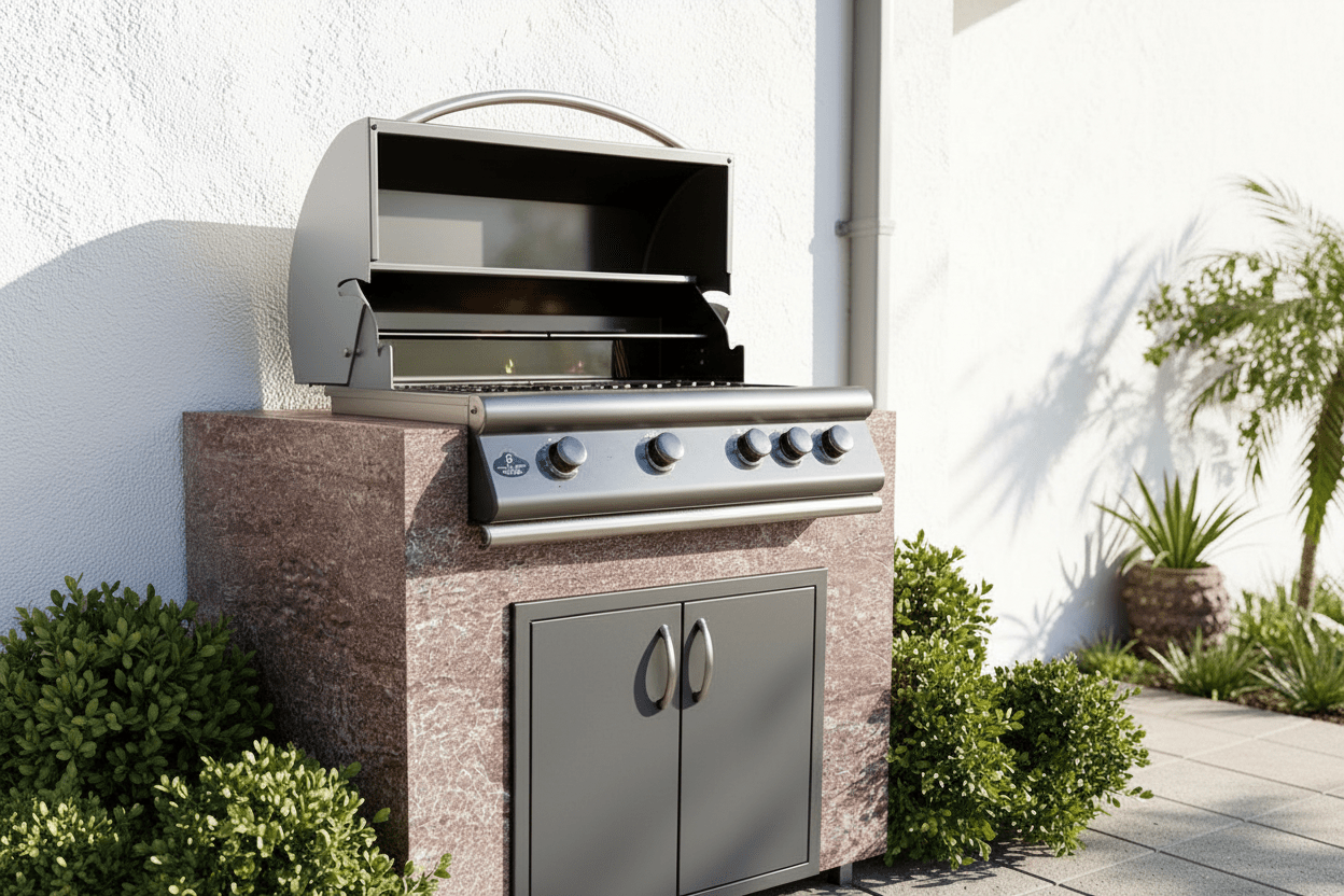 Real Stone Grill Cabinet by Brendan William Designs - Sunzout Outdoor Spaces LLC