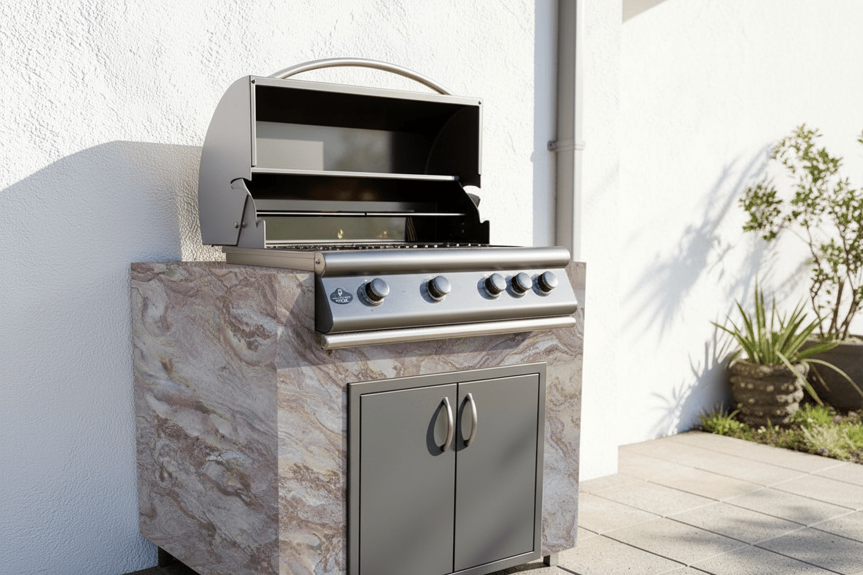 Real Stone Grill Cabinet by Brendan William Designs - Sunzout Outdoor Spaces LLC