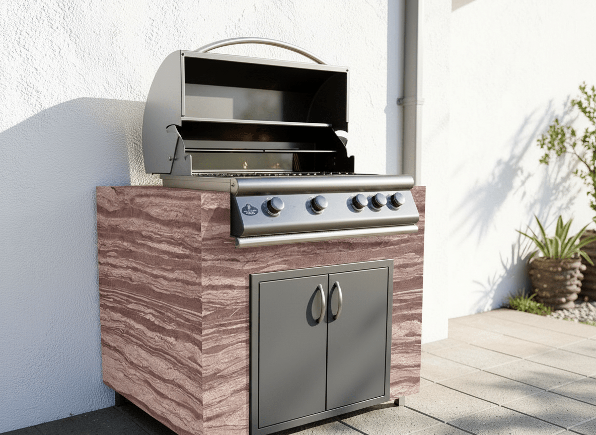 Real Stone Grill Cabinet by Brendan William Designs - Sunzout Outdoor Spaces LLC