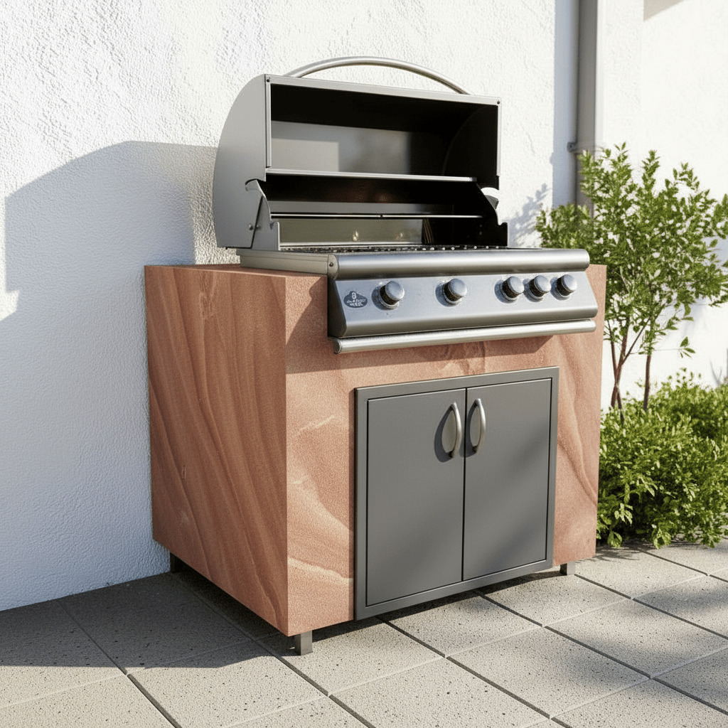 Real Stone Grill Cabinet by Brendan William Designs - Sunzout Outdoor Spaces LLC