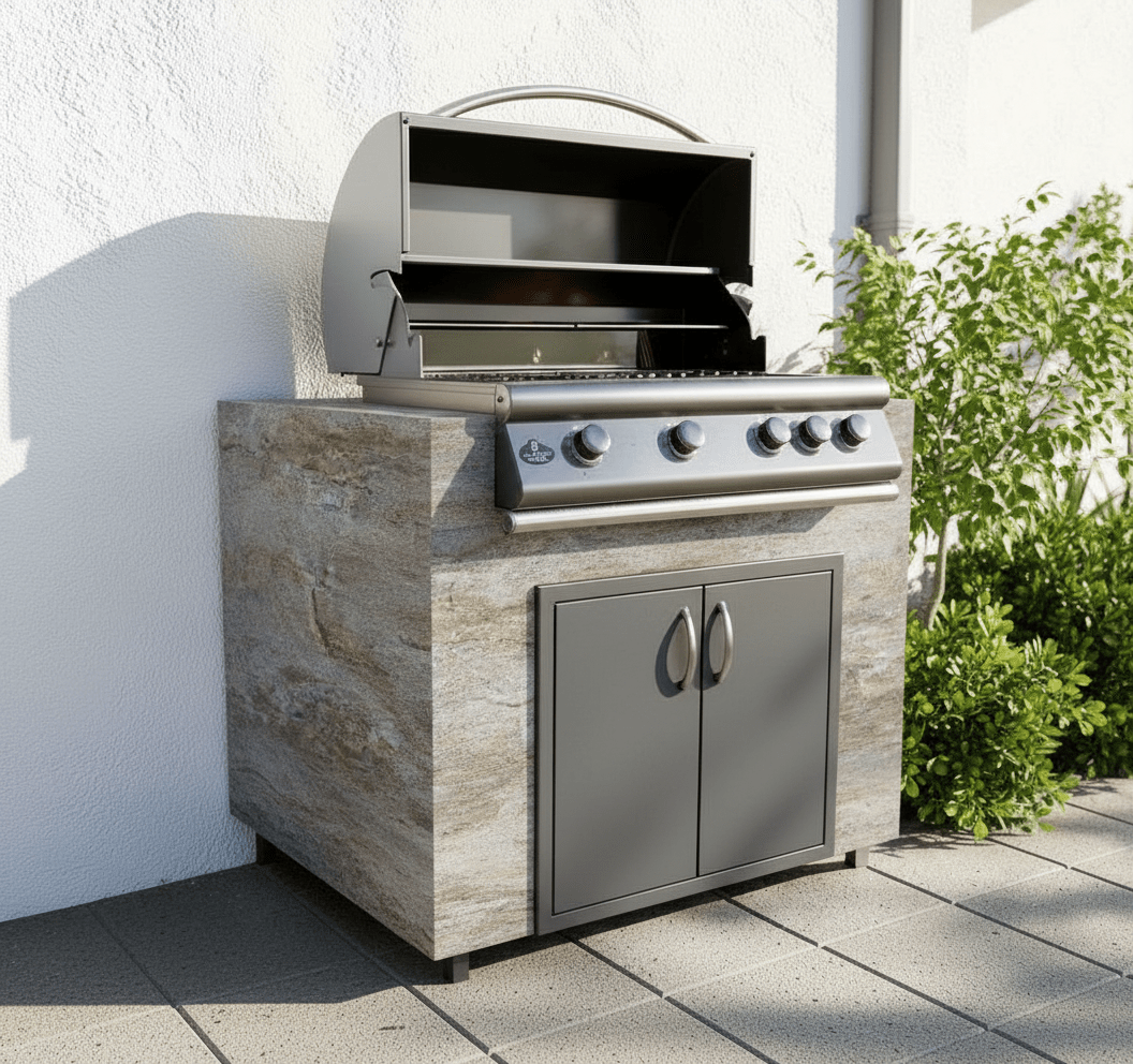 Real Stone Grill Cabinet by Brendan William Designs - Sunzout Outdoor Spaces LLC