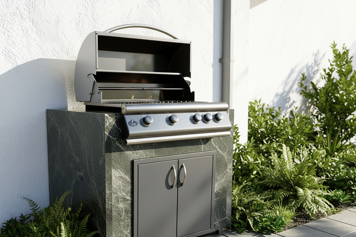 Real Stone Grill Cabinet by Brendan William Designs - Sunzout Outdoor Spaces LLC