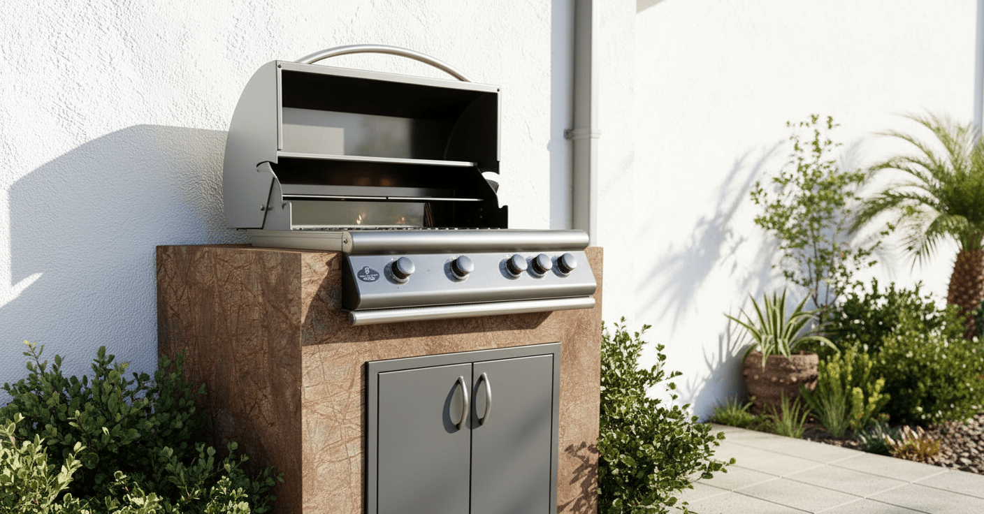 Real Stone Grill Cabinet by Brendan William Designs - Sunzout Outdoor Spaces LLC